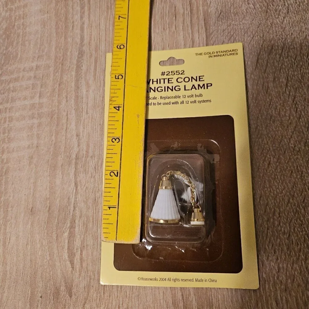Houseworks Dollhouse Minature White Cone Hanging Lamp 1
